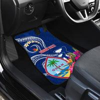 Personalised Guam Liberation Car Mats Latte Stone and Guahan Seal Jungle Flower