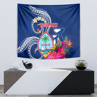 Personalised Guam Liberation Tapestry Latte Stone and Guahan Seal Jungle Flower