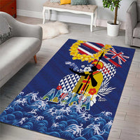 Hawaii King Kamehameha Day Area Rug Lei Sea Waves Polynesian Tapa Pattern