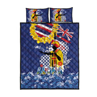 Hawaii King Kamehameha Day Quilt Bed Set Lei Sea Waves Polynesian Tapa Pattern