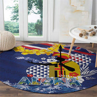 Hawaii King Kamehameha Day Round Carpet Lei Sea Waves Polynesian Tapa Pattern LT03 - Polynesian Pride