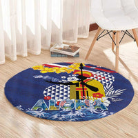 Hawaii King Kamehameha Day Round Carpet Lei Sea Waves Polynesian Tapa Pattern LT03 - Polynesian Pride