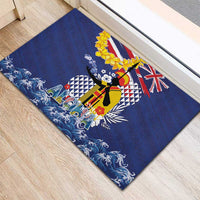 Hawaii King Kamehameha Day Rubber Doormat Lei Sea Waves Polynesian Tapa Pattern LT03 - Polynesian Pride