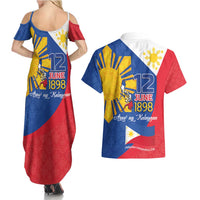 Philippines Independence Day Couples Matching Summer Maxi Dress and Hawaiian Shirt Araw ng Kalayaan Polynesian Sun and YAKAN Pattern LT03 - Polynesian Pride
