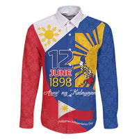 Philippines Independence Day Family Matching Long Sleeve Bodycon Dress and Hawaiian Shirt Araw ng Kalayaan Polynesian Sun and YAKAN Pattern LT03 Dad's Shirt - Long Sleeve Blue - Polynesian Pride