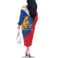 Philippines Independence Day Family Matching Off The Shoulder Long Sleeve Dress and Hawaiian Shirt Araw ng Kalayaan Polynesian Sun and YAKAN Pattern