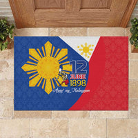Philippines Independence Day Rubber Doormat Araw ng Kalayaan Polynesian Sun and YAKAN Pattern LT03 Blue - Polynesian Pride