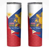 Philippines Independence Day Skinny Tumbler Araw ng Kalayaan Polynesian Sun and YAKAN Pattern LT03 Blue - Polynesian Pride