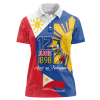 Philippines Independence Day Women Polo Shirt Araw ng Kalayaan Polynesian Sun and YAKAN Pattern LT03 Female Blue - Polynesian Pride