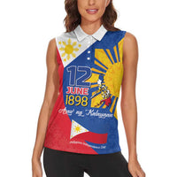 Philippines Independence Day Women Sleeveless Polo Shirt Araw ng Kalayaan Polynesian Sun and YAKAN Pattern LT03 - Polynesian Pride