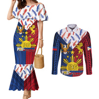 Philippines Independence Day 126th Anniversary Couples Matching Mermaid Dress and Long Sleeve Button Shirt Polynesian Pattern National Flag Style