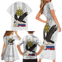 Philippines Eagle Week Family Matching Short Sleeve Bodycon Dress and Hawaiian Shirt Polynesian Pattern Barong Style