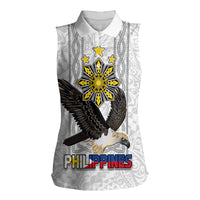 Philippines Eagle Week Women Sleeveless Polo Shirt Polynesian Pattern Barong Style
