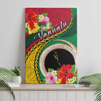 Vanuatu Tribal Boar Tusk Canvas Wall Art Tropical Plants with Namele and Melanesian Pattern