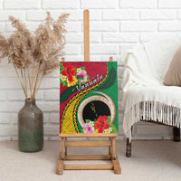 Vanuatu Tribal Boar Tusk Canvas Wall Art Tropical Plants with Namele and Melanesian Pattern