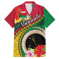 Vanuatu Tribal Boar Tusk Family Matching Off Shoulder Maxi Dress and Hawaiian Shirt Tropical Plants with Namele and Melanesian Pattern