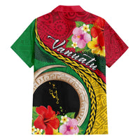 Vanuatu Tribal Boar Tusk Family Matching Puletasi and Hawaiian Shirt Tropical Plants with Namele and Melanesian Pattern