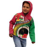 Vanuatu Tribal Boar Tusk Kid Hoodie Tropical Plants with Namele and Melanesian Pattern