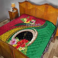 Vanuatu Tribal Boar Tusk Quilt Tropical Plants with Namele and Melanesian Pattern