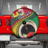 Vanuatu Tribal Boar Tusk Spare Tire Cover Tropical Plants with Namele and Melanesian Pattern