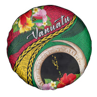 Vanuatu Tribal Boar Tusk Spare Tire Cover Tropical Plants with Namele and Melanesian Pattern