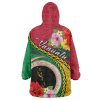 Vanuatu Tribal Boar Tusk Wearable Blanket Hoodie Tropical Plants with Namele and Melanesian Pattern LT03 - Polynesian Pride
