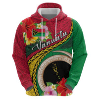 Vanuatu Tribal Boar Tusk Zip Hoodie Tropical Plants with Namele and Melanesian Pattern