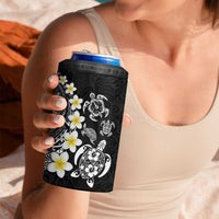 Hawaiian Plumeria Turtles 4 in 1 Can Cooler Tumbler Polynesian Art Tattoo