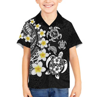 Hawaiian Plumeria Turtles Family Matching Off Shoulder Short Dress and Hawaiian Shirt Polynesian Art Tattoo