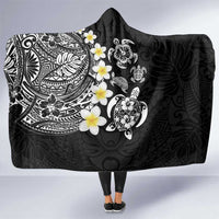 Hawaiian Plumeria Turtles Hooded Blanket Polynesian Art Tattoo