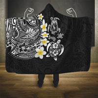 Hawaiian Plumeria Turtles Hooded Blanket Polynesian Art Tattoo