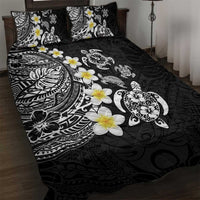 Hawaiian Plumeria Turtles Quilt Bed Set Polynesian Art Tattoo