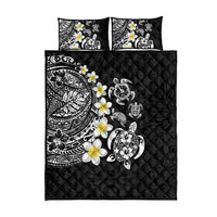 Hawaiian Plumeria Turtles Quilt Bed Set Polynesian Art Tattoo