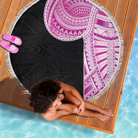 Samoan Art Tattoo Polynesian Pattern Beach Blanket Pink Out Color