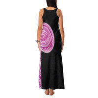 Samoan Art Tattoo Polynesian Pattern Family Matching Tank Maxi Dress and Hawaiian Shirt Pink Out Color