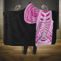 Samoan Art Tattoo Polynesian Pattern Hooded Blanket Pink Out Color
