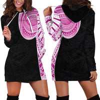 Samoan Art Tattoo Polynesian Pattern Hoodie Dress Pink Out Color