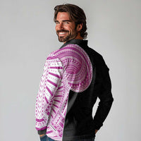 Samoan Art Tattoo Polynesian Pattern Long Sleeve Polo Shirt Pink Out Color