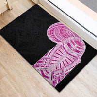 Samoan Art Tattoo Polynesian Pattern Rubber Doormat Pink Out Color