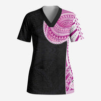 Samoan Art Tattoo Polynesian Pattern Scrub Top Pink Out Color - Polynesian Pride