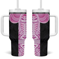 Samoan Art Tattoo Polynesian Pattern Tumbler With Handle Pink Out Color LT03 One Size: 40 oz Black - Polynesian Pride