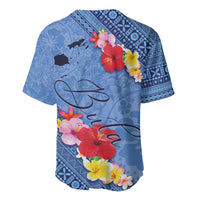 Bula Fiji Hibiscus and Plumeria Flowers Baseball Jersey Tapa Tattoo Polynesian Pattern