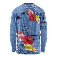 Bula Fiji Hibiscus and Plumeria Flowers Long Sleeve Shirt Tapa Tattoo Polynesian Pattern LT03 - Polynesian Pride