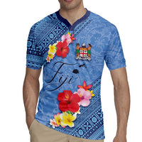 Bula Fiji Hibiscus and Plumeria Flowers Rugby Jersey Tapa Tattoo Polynesian Pattern