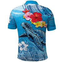 Hawaii Sea Turtle and Tropical Flowers Polo Shirt Polynesian Tattoo Undersea Vibe LT03 - Polynesian Pride