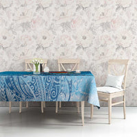 Hawaii Sea Turtle and Tropical Flowers Tablecloth Polynesian Tattoo Undersea Vibe