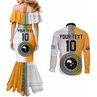 Custom Fiji and Australia Rugby Couples Matching Mermaid Dress and Long Sleeve Button Shirt Aboriginal and Fijian Masi Pattern