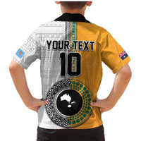 Custom Fiji and Australia Rugby Family Matching Mermaid Dress and Hawaiian Shirt Aboriginal and Fijian Masi Pattern