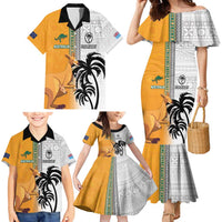 Custom Fiji and Australia Rugby Family Matching Mermaid Dress and Hawaiian Shirt Aboriginal and Fijian Masi Pattern