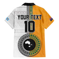 Custom Fiji and Australia Rugby Family Matching Mermaid Dress and Hawaiian Shirt Aboriginal and Fijian Masi Pattern